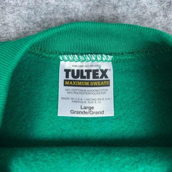 VTG Tultex Sweatshirt Womens Large Green Crewneck Pullover NOS Deadstock 90s USA - Picture 4 of 12